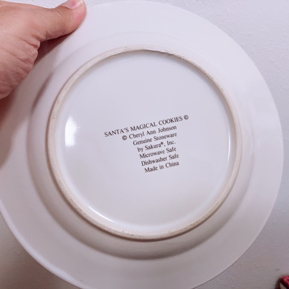 VINTAGE SANTA'S MAGICAL COOKIES PLATE & CUP STONEWARE SET by CHERYL ANN - Picture 4 of 4